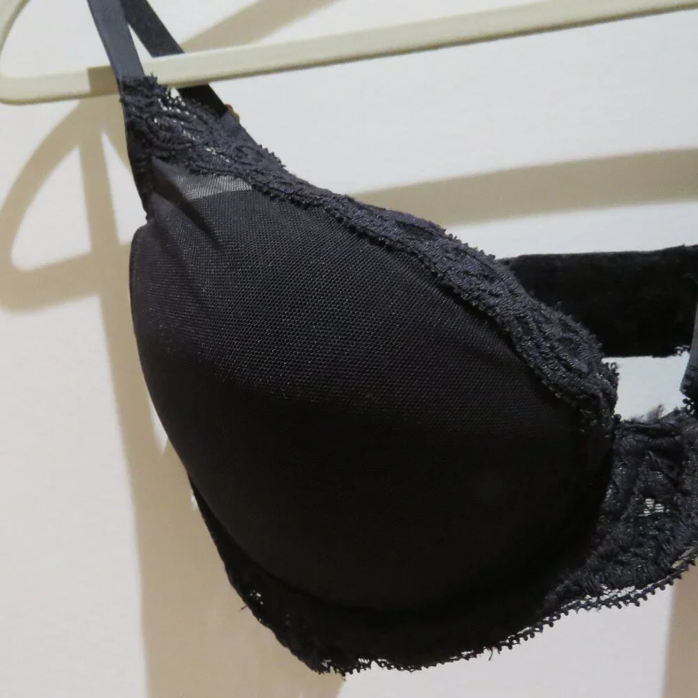 NATORI Feathers Plunge Lace T Shirt Bra in Black Mesh - Size 34D - Picture 5 of 11